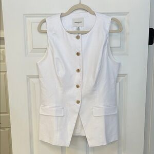 Banana Republic White Sleeveless Button-Up Vest